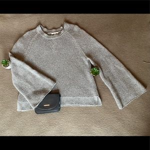 Madewell Bell Sleeve Ribbed Sweater in Soft Gray